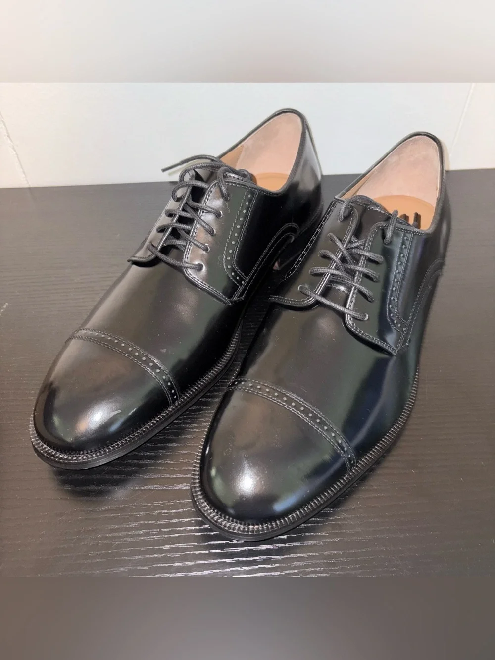 Johnston & Murphy Bradford Black Leather Cap Toe Oxfords Size 9 D NIB